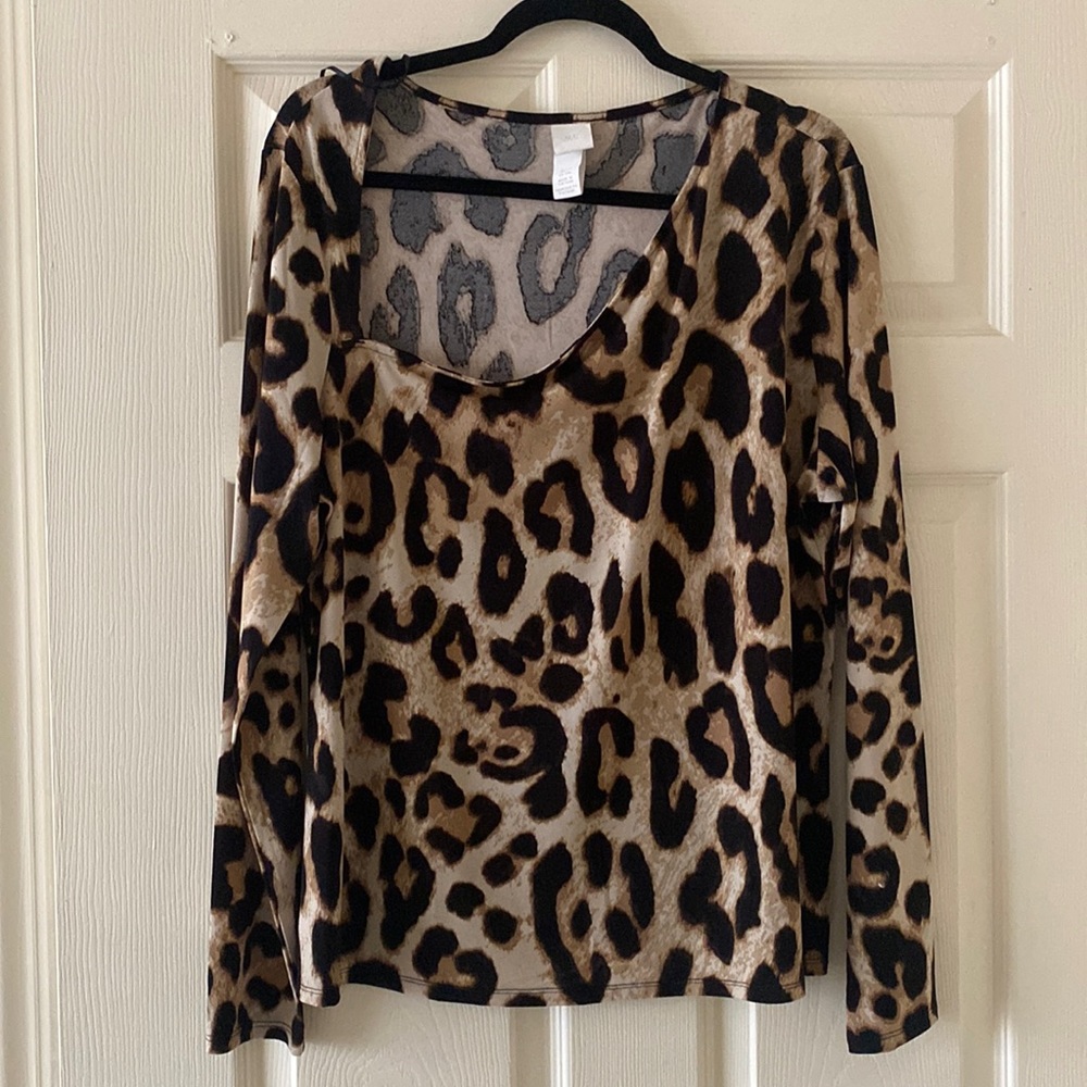 Leopard asymmetrical neckline top